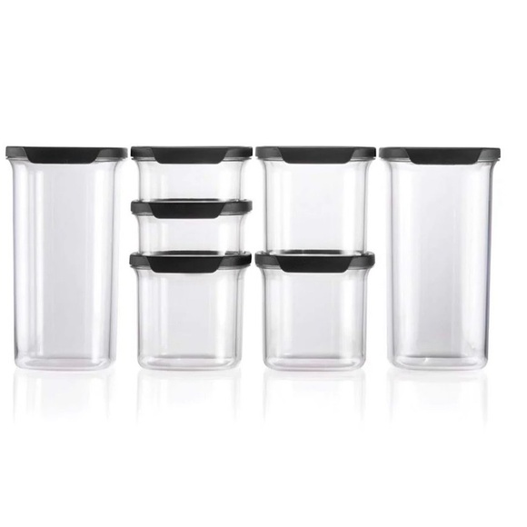 NEW (NIP) Tupperware Ultra Clear Oval Container 7-piece Set w/ Black Seals - Picture 2 of 4